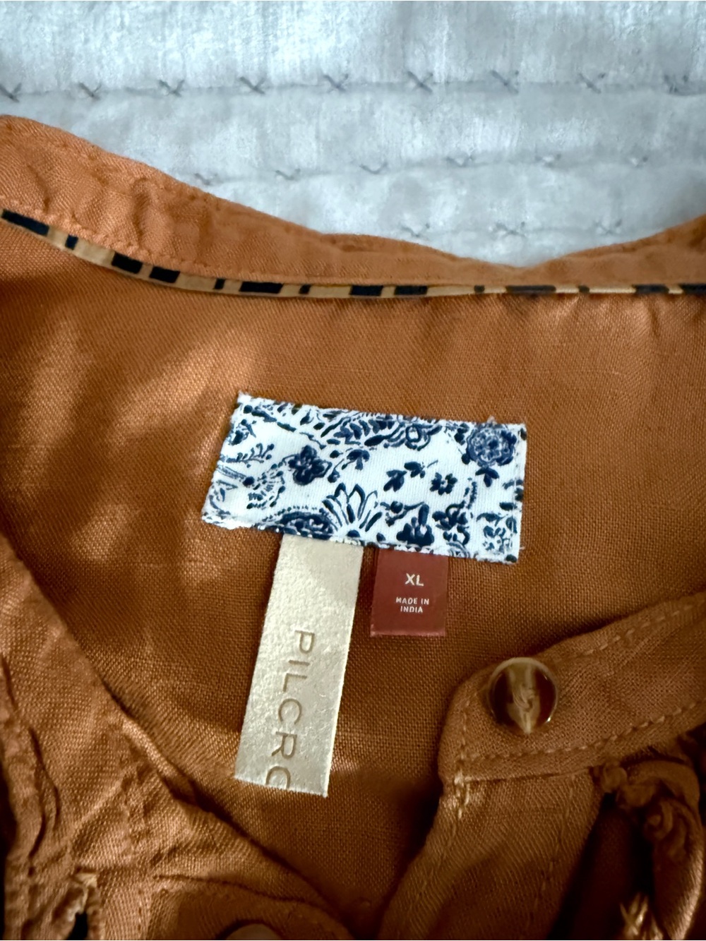 Pilcro Rust Ruffle Button-Front Shirt - Picture 6 of 7